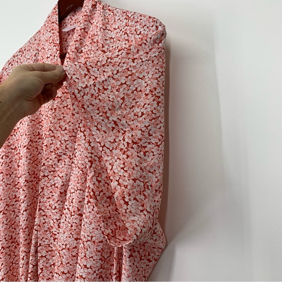 Pink Lily Floral Button Front Kimono Style Belted Oversized Short Sleeve Dress - Picture 9 of 15